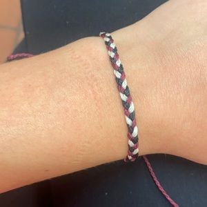 burgundy, black and white braided pura bida bracelet